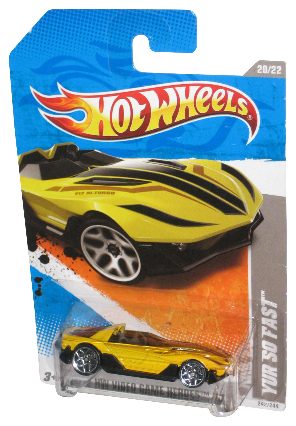 Hot Wheels HW Video Game Heroes '11 20/22 Yellow Yur So Fast Toy Car 242/244