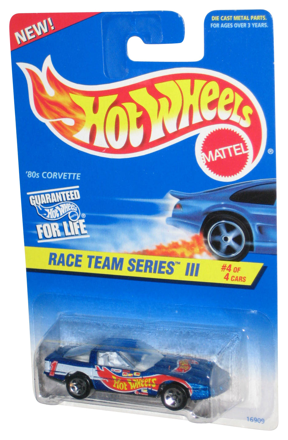 Hot Wheels Race Team Series III 4/4 (1996) Blue '80s Corvette Toy Car #536