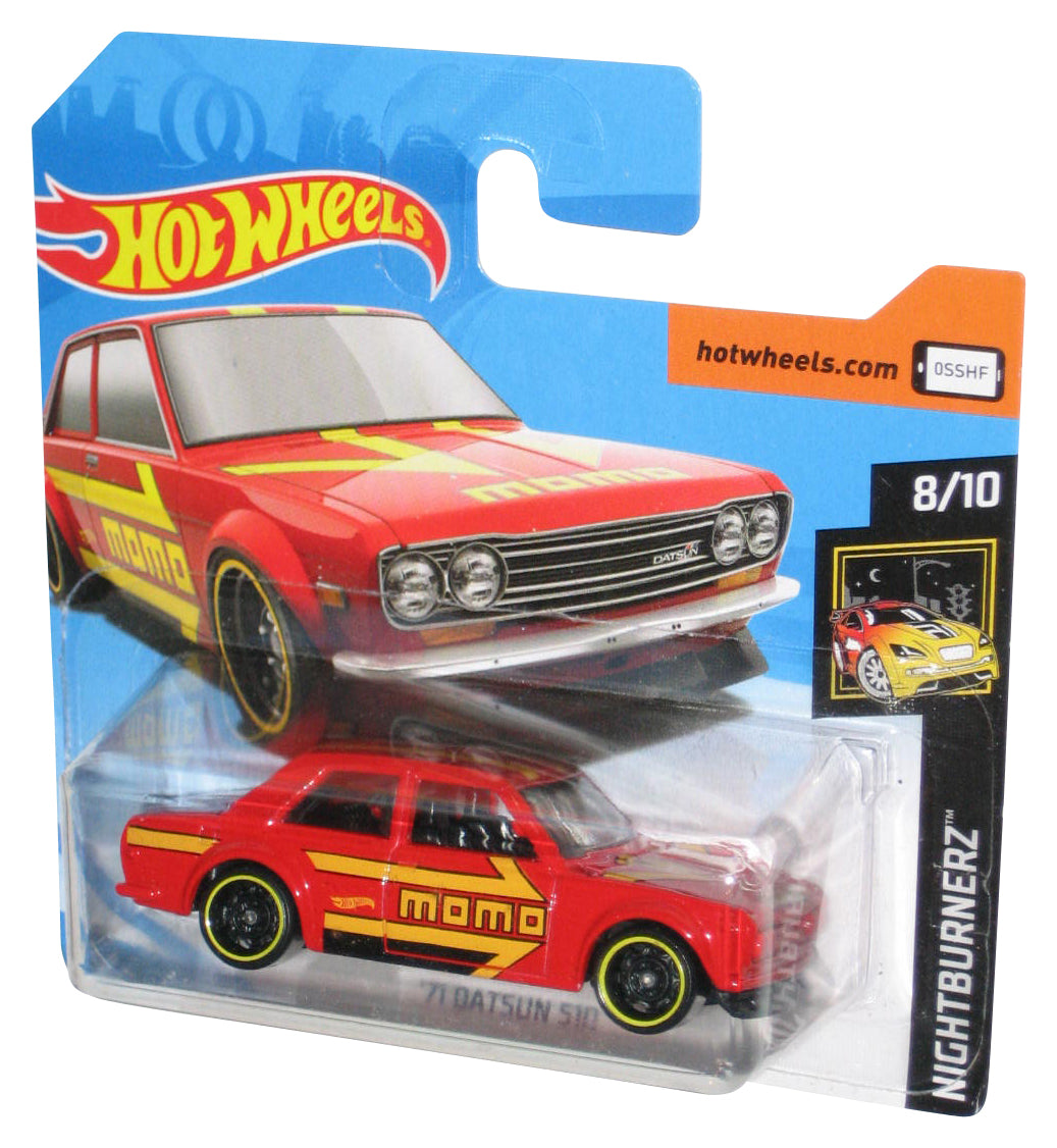 Hot Wheels Nightburnerz (2018) Red '71 Datsun 510 Toy Car 8/10 - (Short Card)