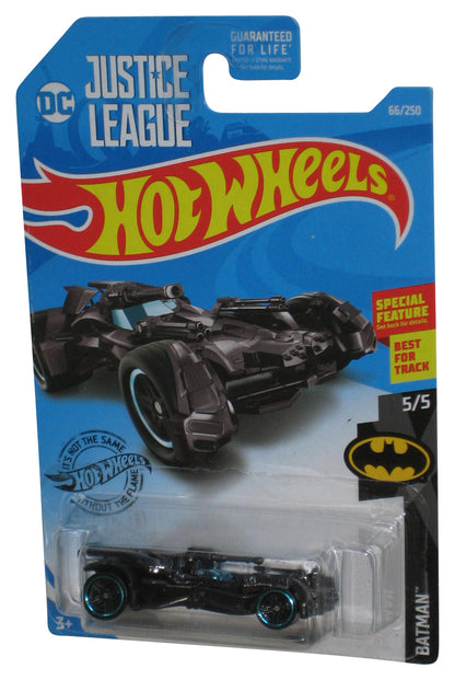 DC Batman Hot Wheels (2017) Justice League Black Batmobile 5/5 Toy Car 66/250 - (Blue Windshield)