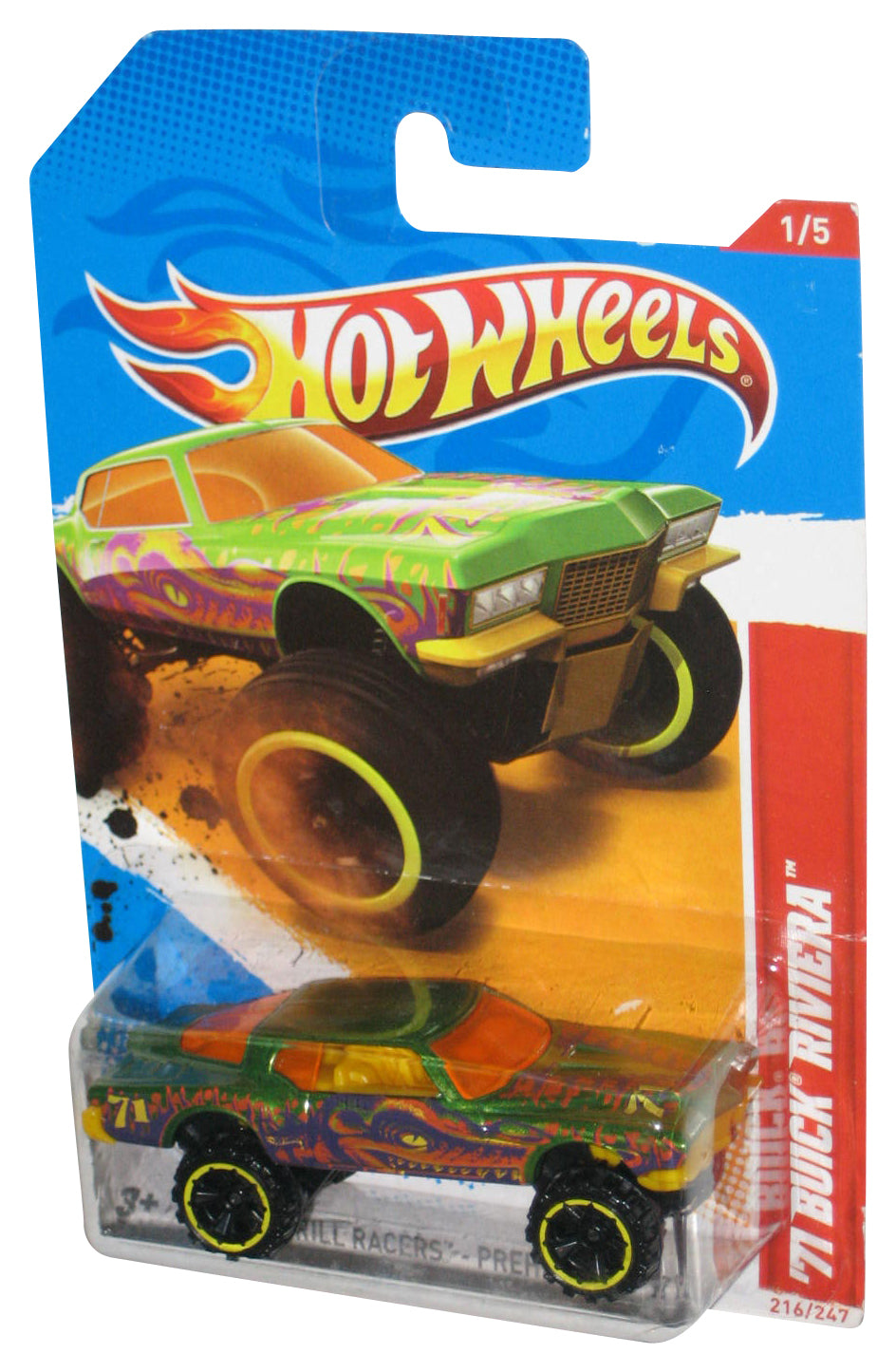 Hot Wheels Thrill Racers Prehistoric '12 Green '71 Buick Riviera Toy Car 216/247