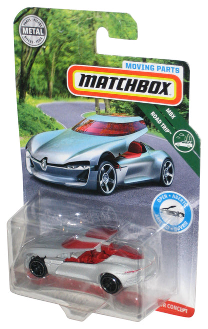Matchbox MBX Road Trip Moving Parts (2019) Silver Renault Trezor Concept Car - (Cracked Plastic)