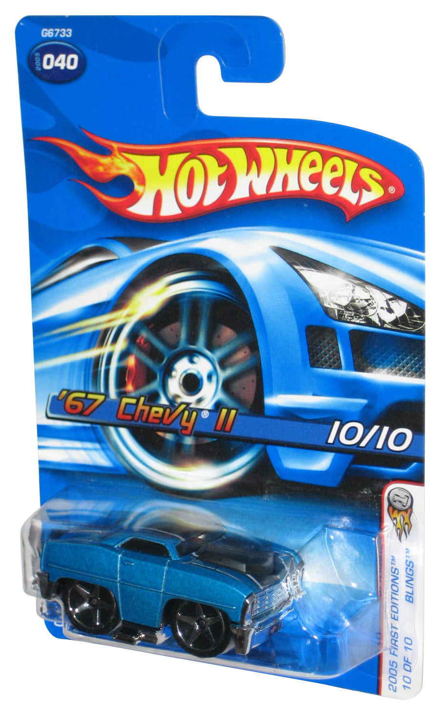 Hot Wheels 2005 First Editions 10/10 Blue '67 Chevy II Toy Car #040