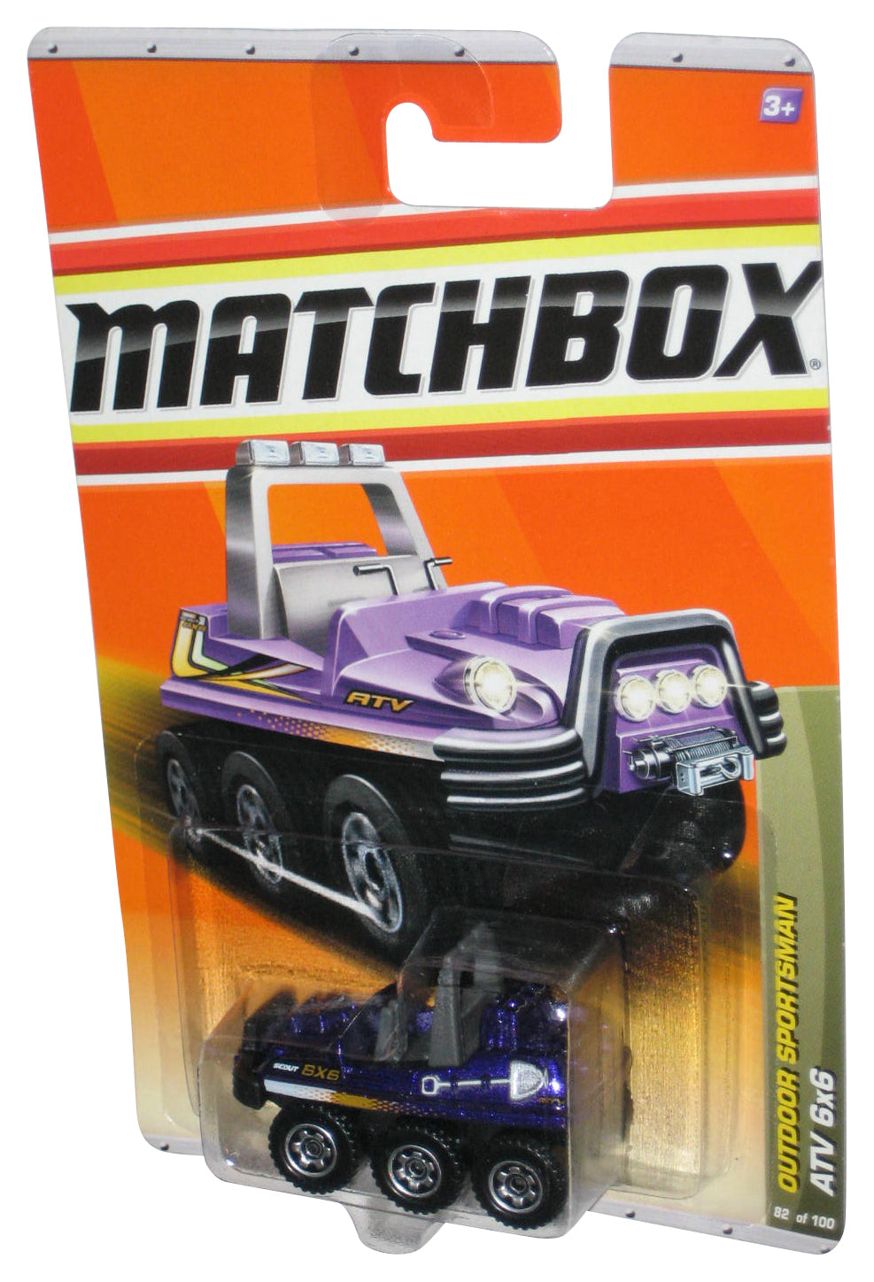 Matchbox Outdoor Sportsman (2010) Purple ATV 6x6 Toy Car 82/100