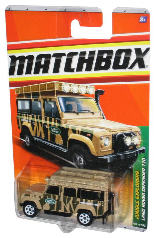 Matchbox Jungle Explorers (2009) Tan Beige Land Rover Defender 110 Toy Car 100/100 - (Dented Plastic)