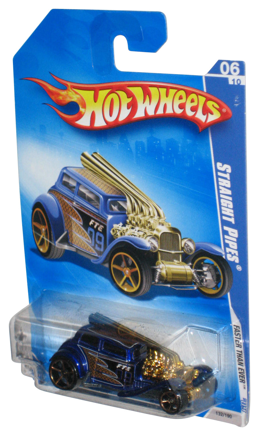 Hot Wheels Faster Than Ever 6/10 '09 Blue Straight Pipes Toy Car 132/190