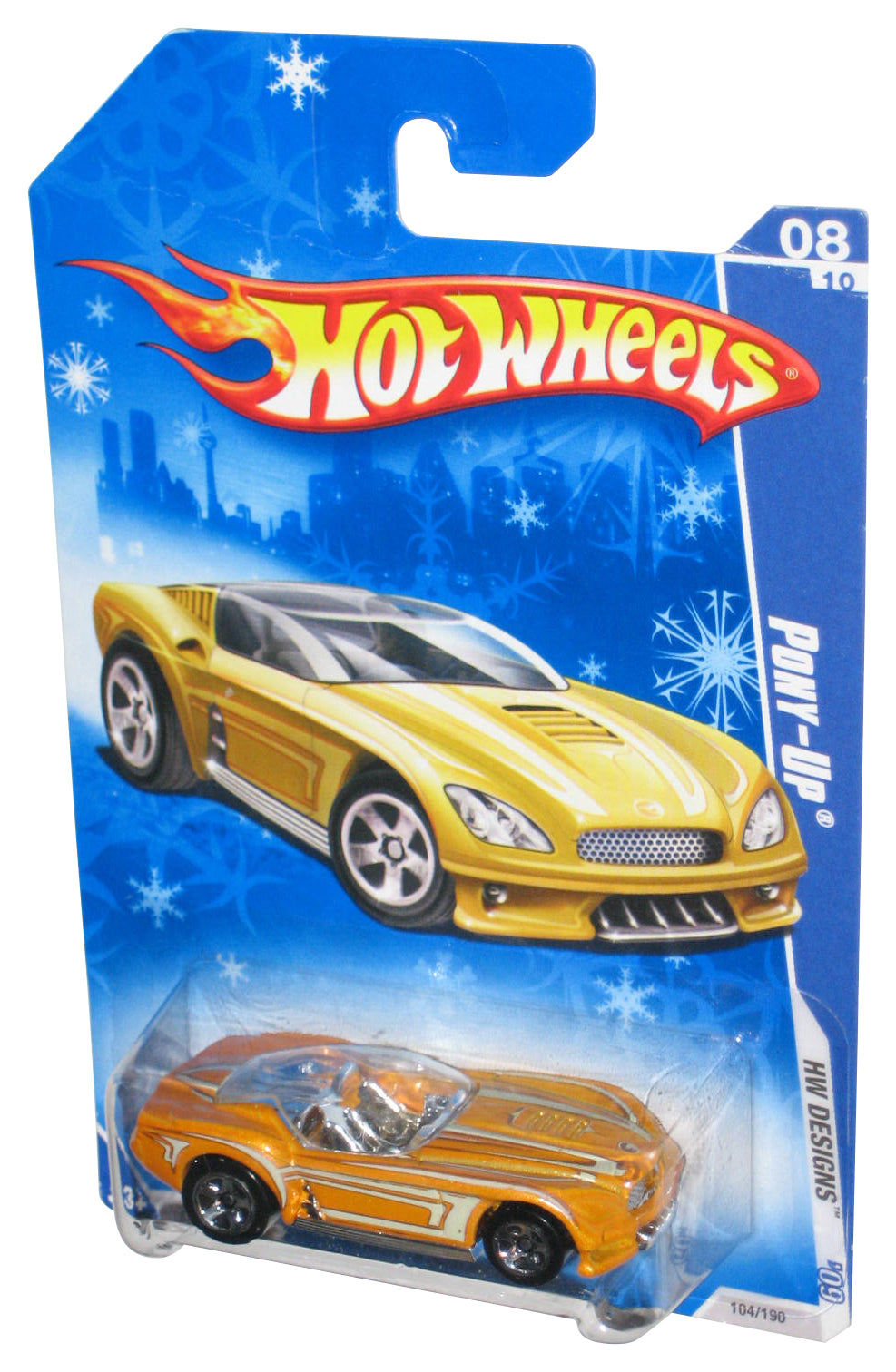Hot Wheels HW Designs '09 08/10 Yellow Pony-Up Toy Car 104/190 - (Snowflake Card)