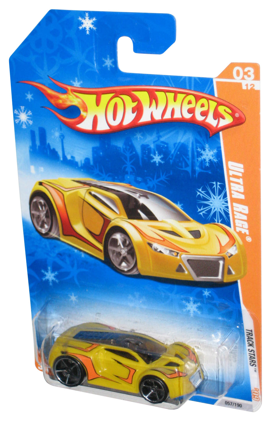 Hot Wheels Track Stars '09 03/12 Yellow Ultra Rage Toy Car 057/190 - (Snowflake Card)