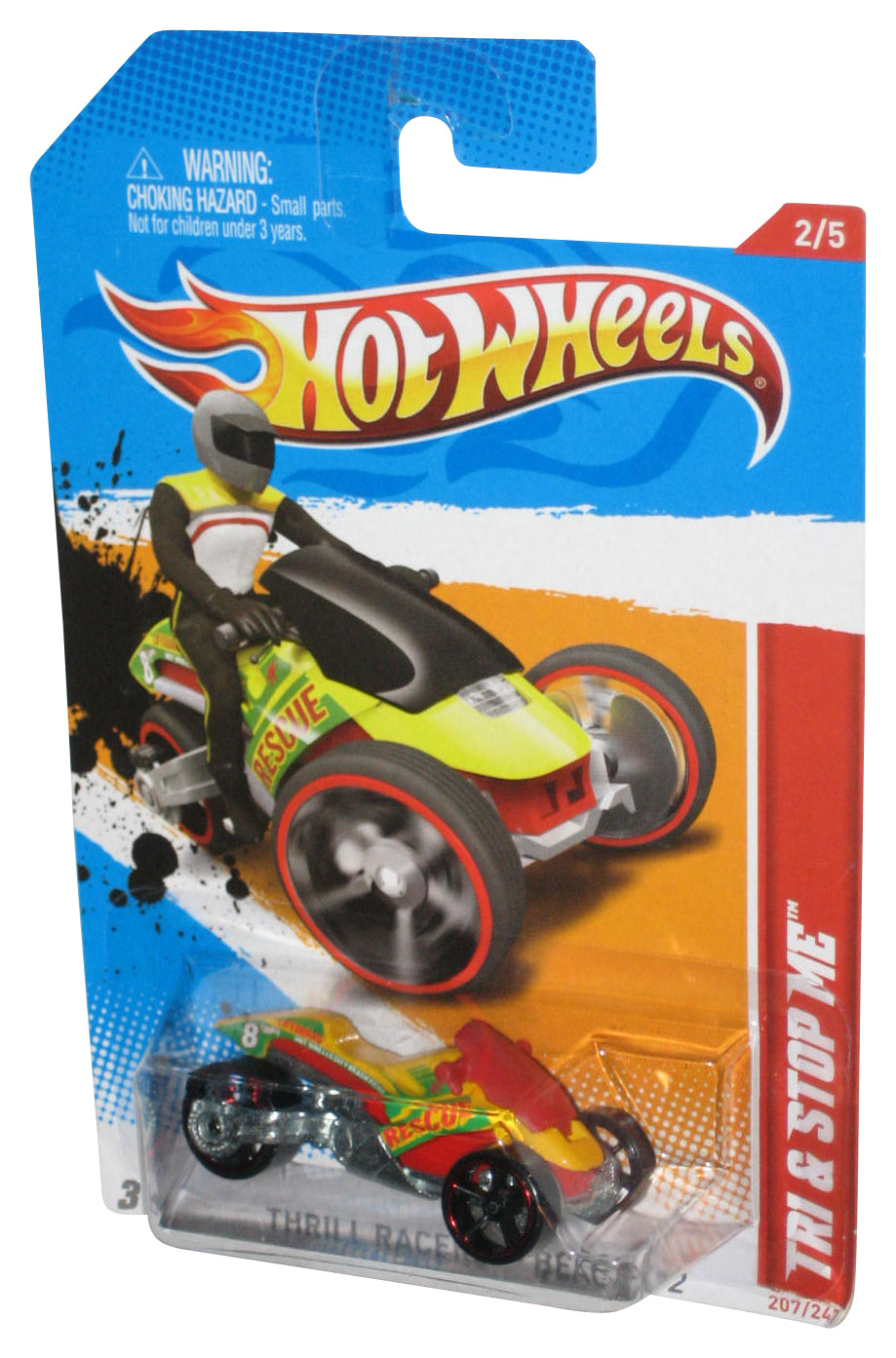 Hot Wheels Thrill Racers Beach '12 2/5 Yellow Tri & Stop Me Toy Car 207/247