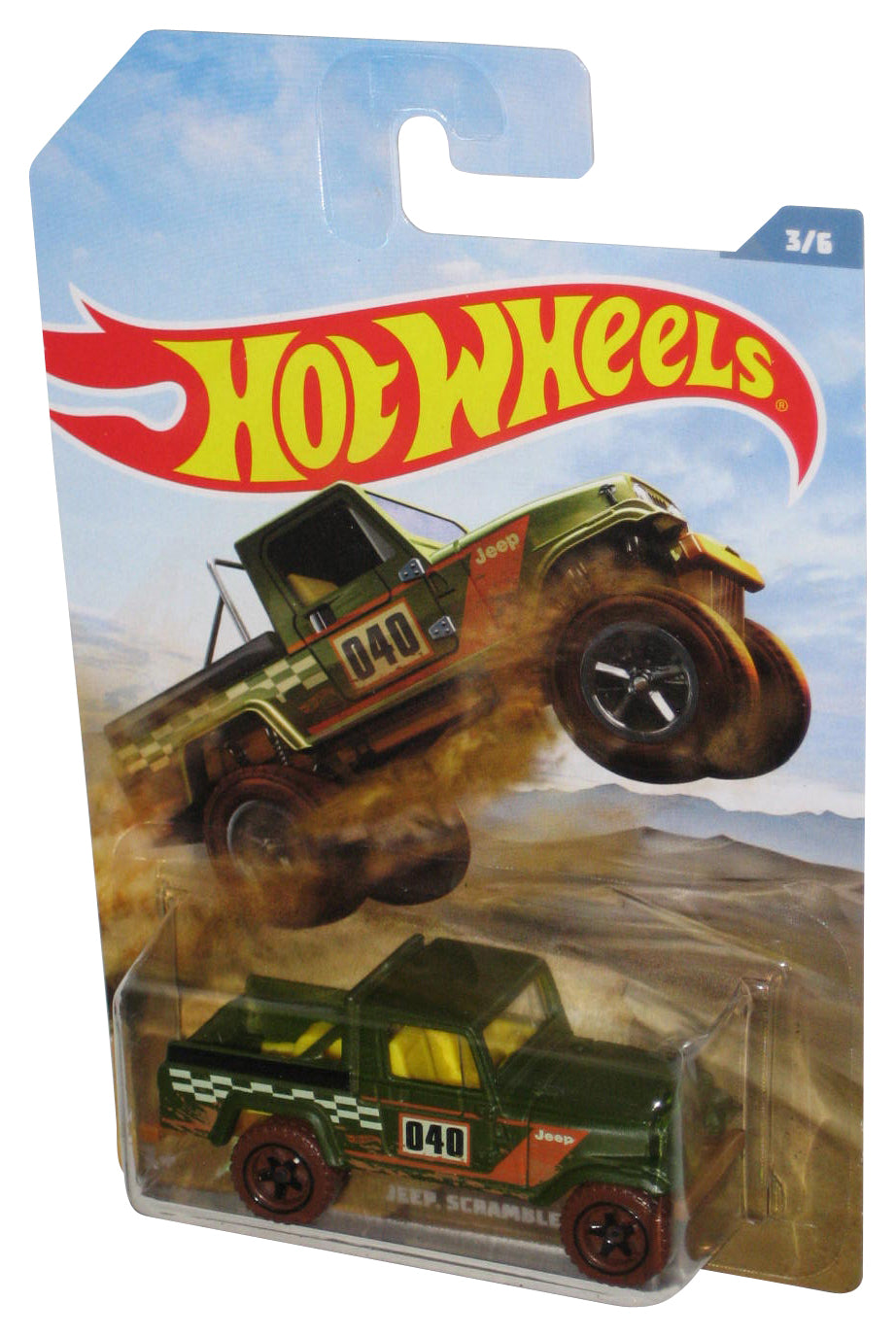 Hot Wheels Off Road Jeep Scrambler (2018) Mattel Green Toy Car 3/6 - (Cracked Plastic)