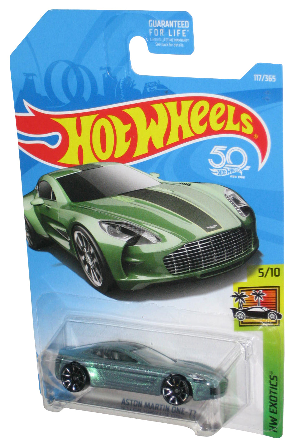Hot Wheels HW Exotics 5/10 (2017) Green Aston Martin One-77 Toy Car 117/365