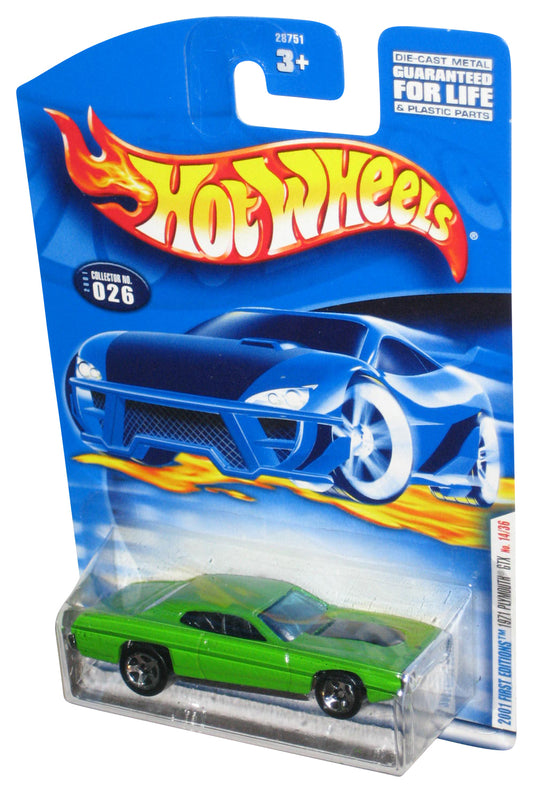 Hot Wheels 2001 First Editions Green 1971 Plymouth GTX Toy Car #026