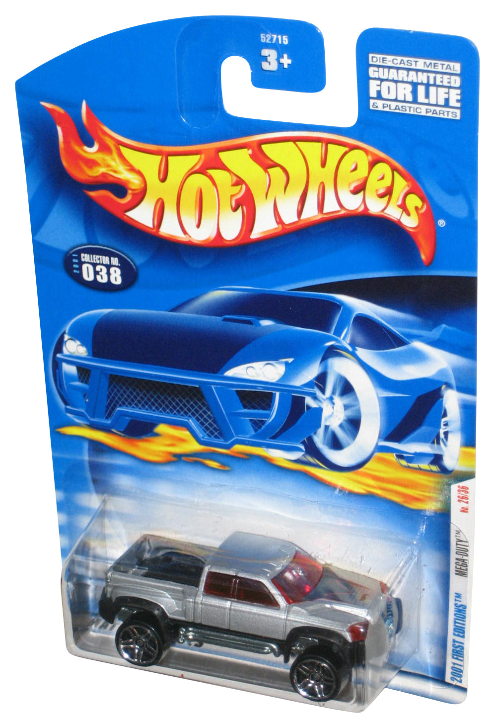 Hot Wheels 2001 First Editions 26/36 (2001) Silver Mega-Duty Toy Truck #038