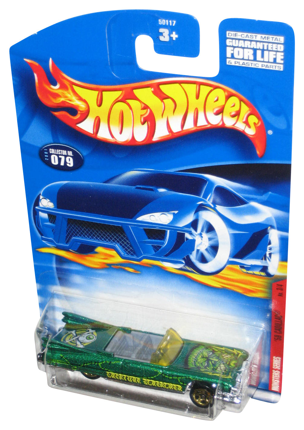 Hot Wheels Monster Series 3/4 (2001) Green '59 Cadillac Toy Car #079