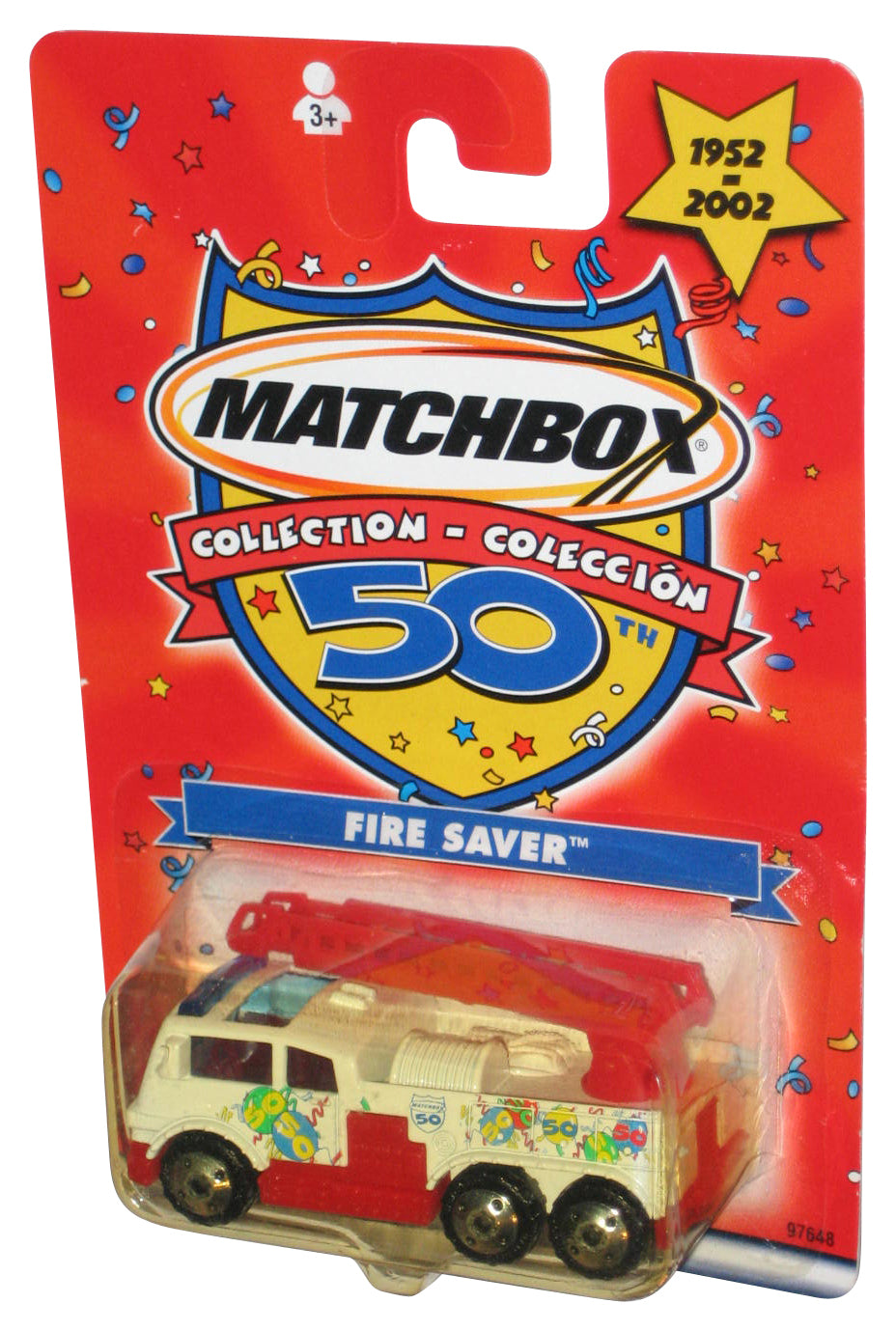 Matchbox 50th Birthday Collection White & Red Fire Saver Toy Truck - (Cracked Plastic)