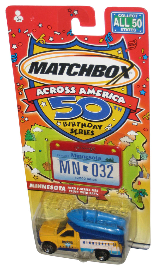 Matchbox Across America 50th Birthday (2001) Minnesota Ford F-Series Fire Truck with Raft Toy Truck