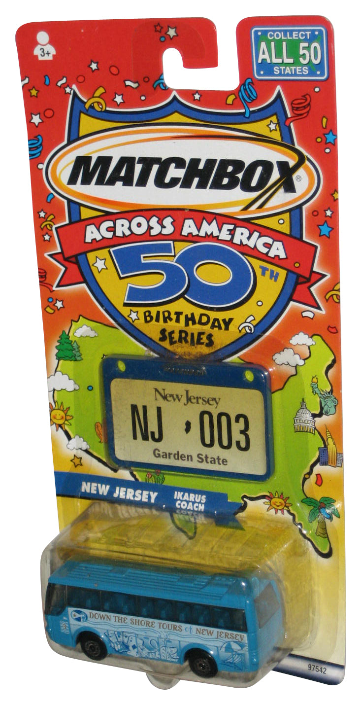 Matchbox Across America 50th Birthday (2001) New Jersey Blue Ikarus Coach Bus Toy