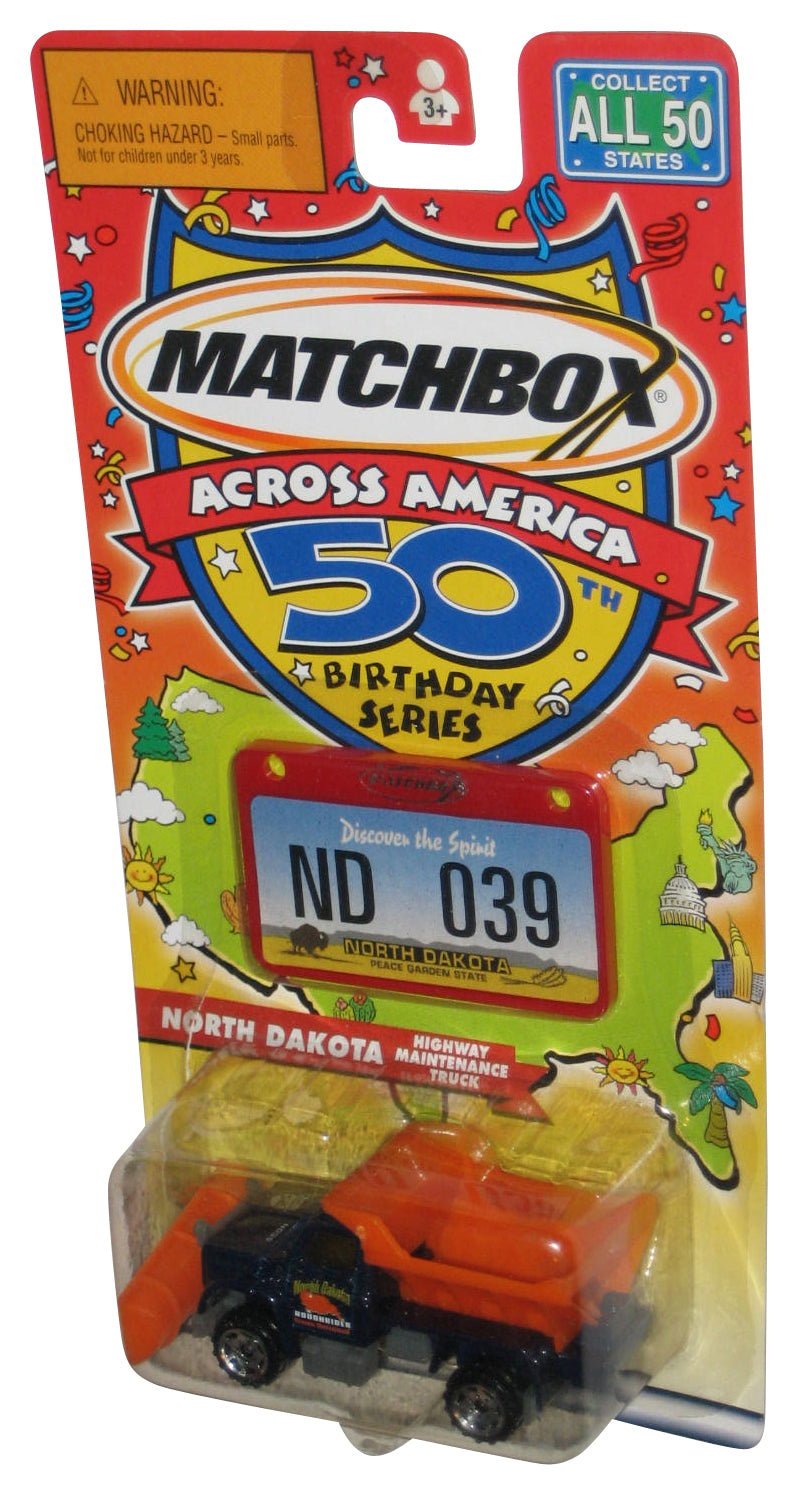 Matchbox Across America 50th Birthday (2001) North Dakota Blue & Orange Highway Maintenace Truck Toy\