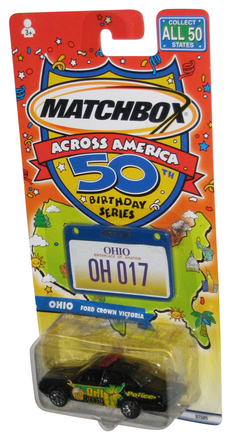 Matchbox Across America 50th Birthday (2001) Ohio Black Ford Crown Victoria Police Toy Car