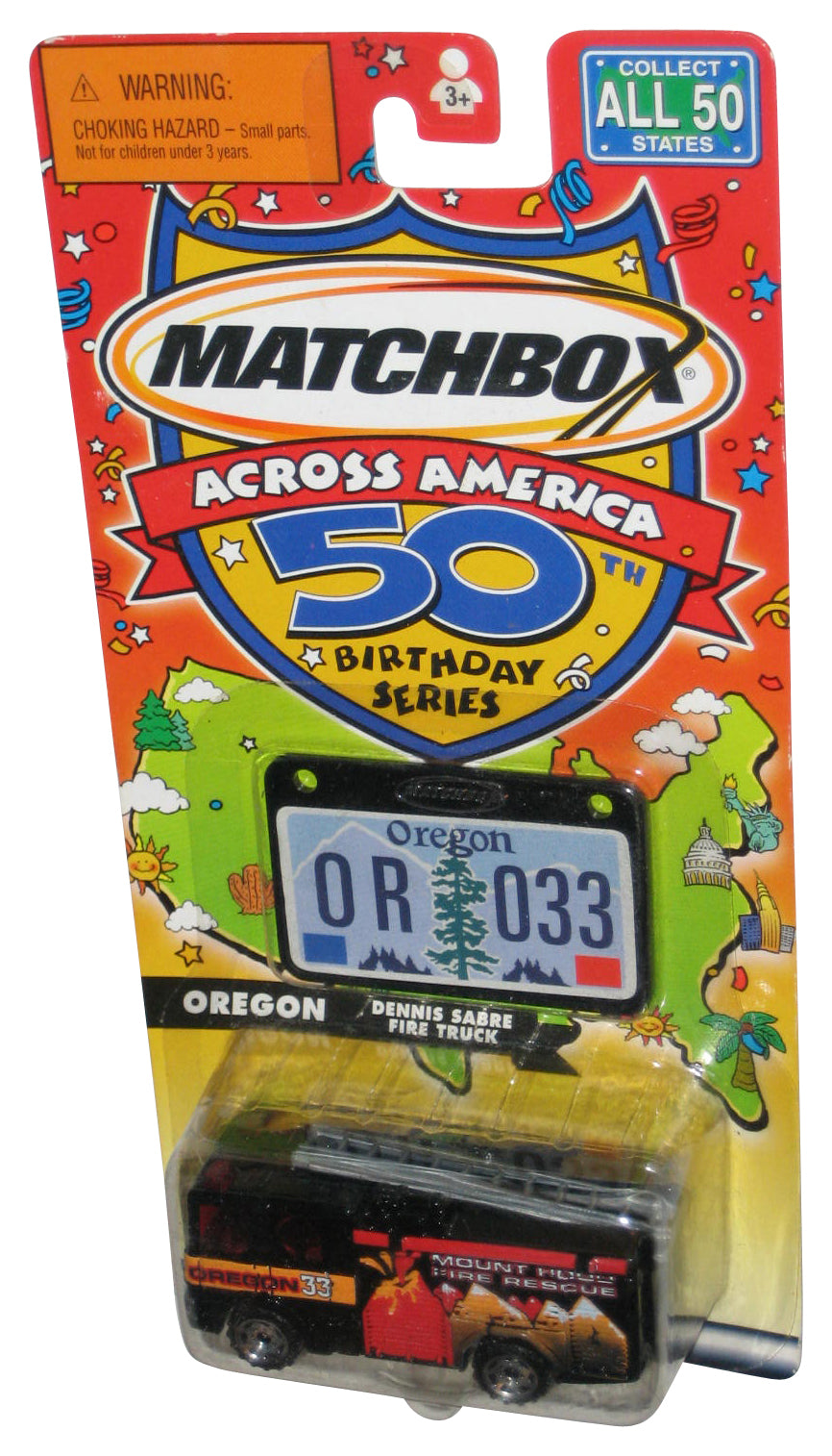 Matchbox Across America 50th Birthday (2001) Oregon Dennis Sabre Fire Truck Black Toy