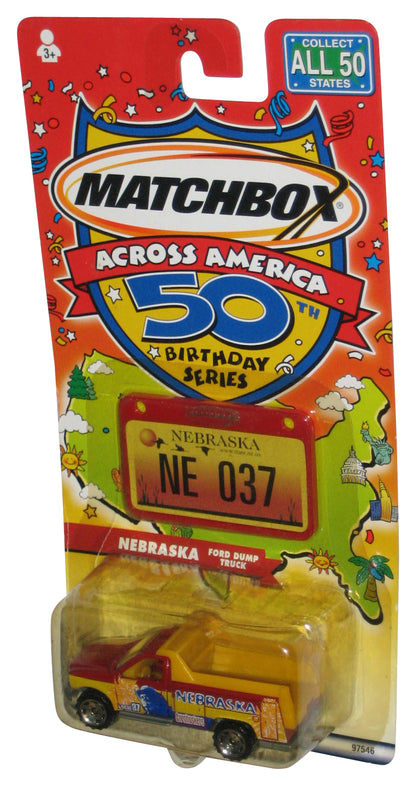 Matchbox Across America 50th Birthday (2001) Nebraska Ford Dump Truck Yellow Toy Truck