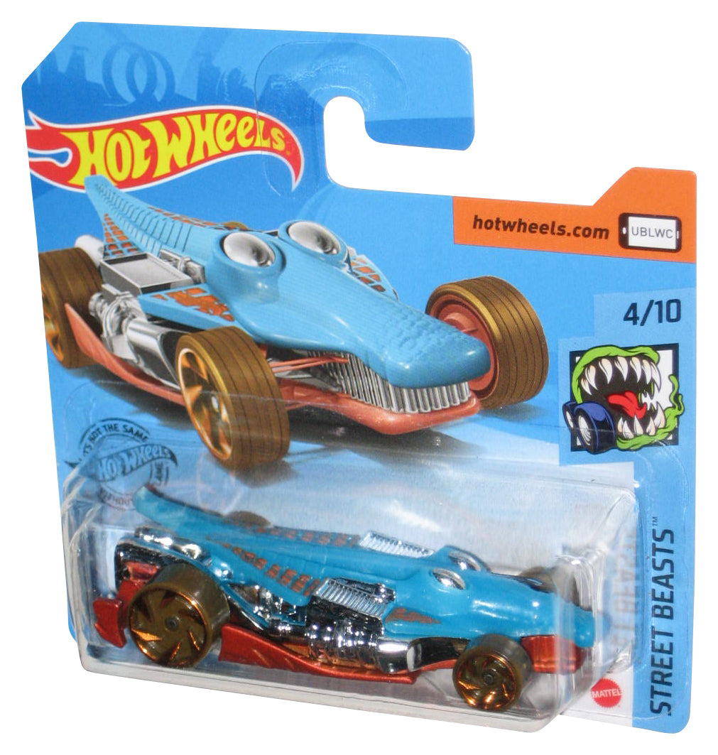 Hot Wheels Street Beasts 4/10 (2018) Blue Croc Rod Toy Car - (Short Card)