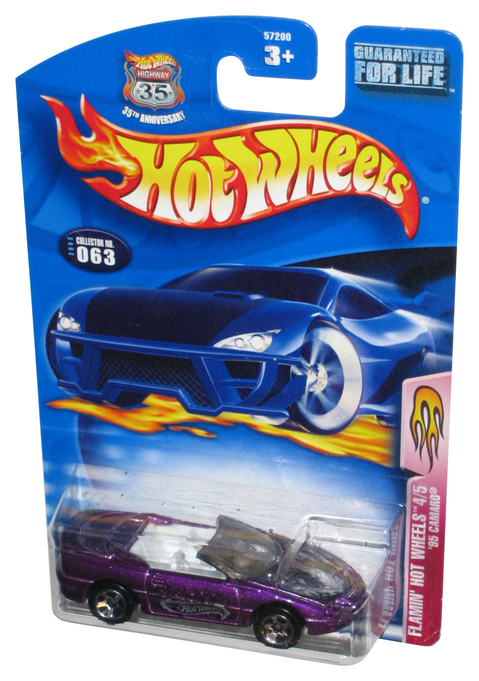 Hot Wheels Flamin' Hot 4/5 (2003) Purple '95 Camaro Toy Car #063