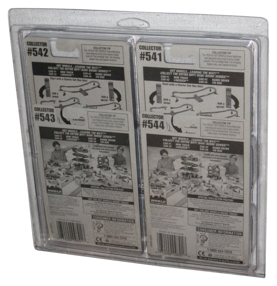 Hot Wheels Biff! Bam! Boom! Series Lot Set 1-4 w/ Plastic Protector - (Mini Truck, Limozeen, Range Rover & VW Bug)