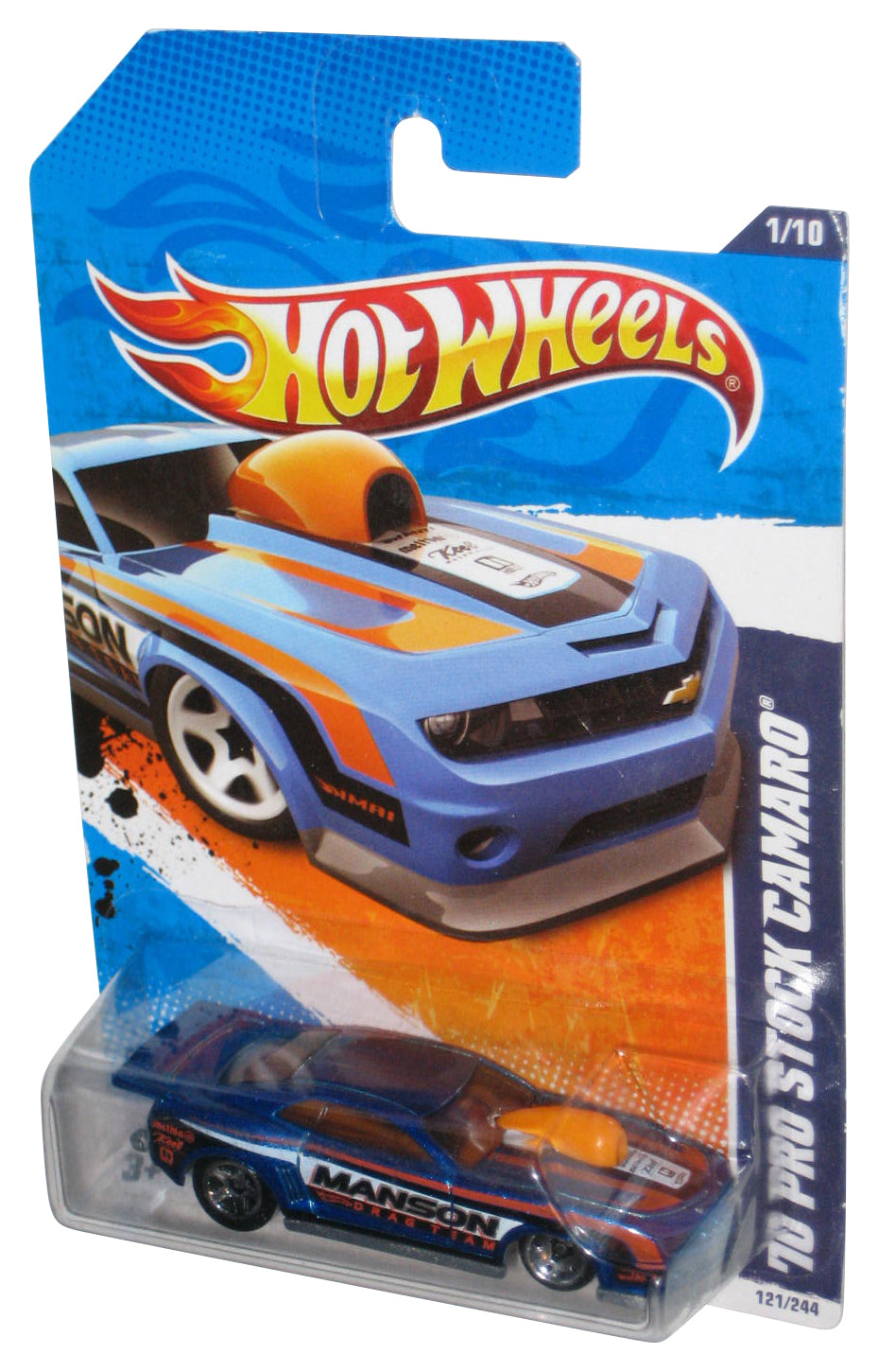 Hot Wheels HW Drag Racers 1/10 (2010) Blue '10 Pro Stock Camaro Toy Car 121/244