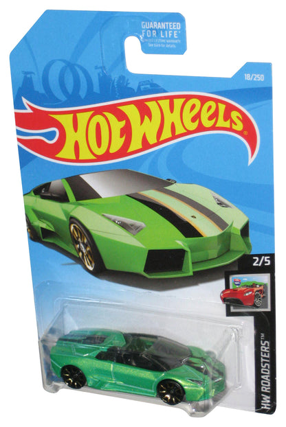 Hot Wheels HW Roadsters 2/5 (2017) Green Lamborghini Reventon Roadster Car 18/250 - (Cracked Plastic)