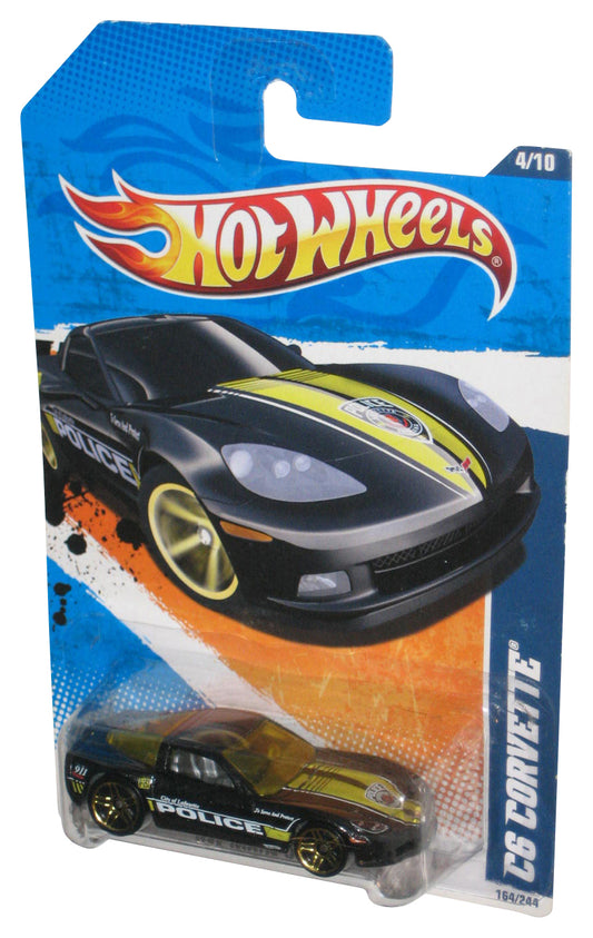 Hot Wheels HW Main Street '11 (2010) Black Police C6 Corvette Toy Car 164/244