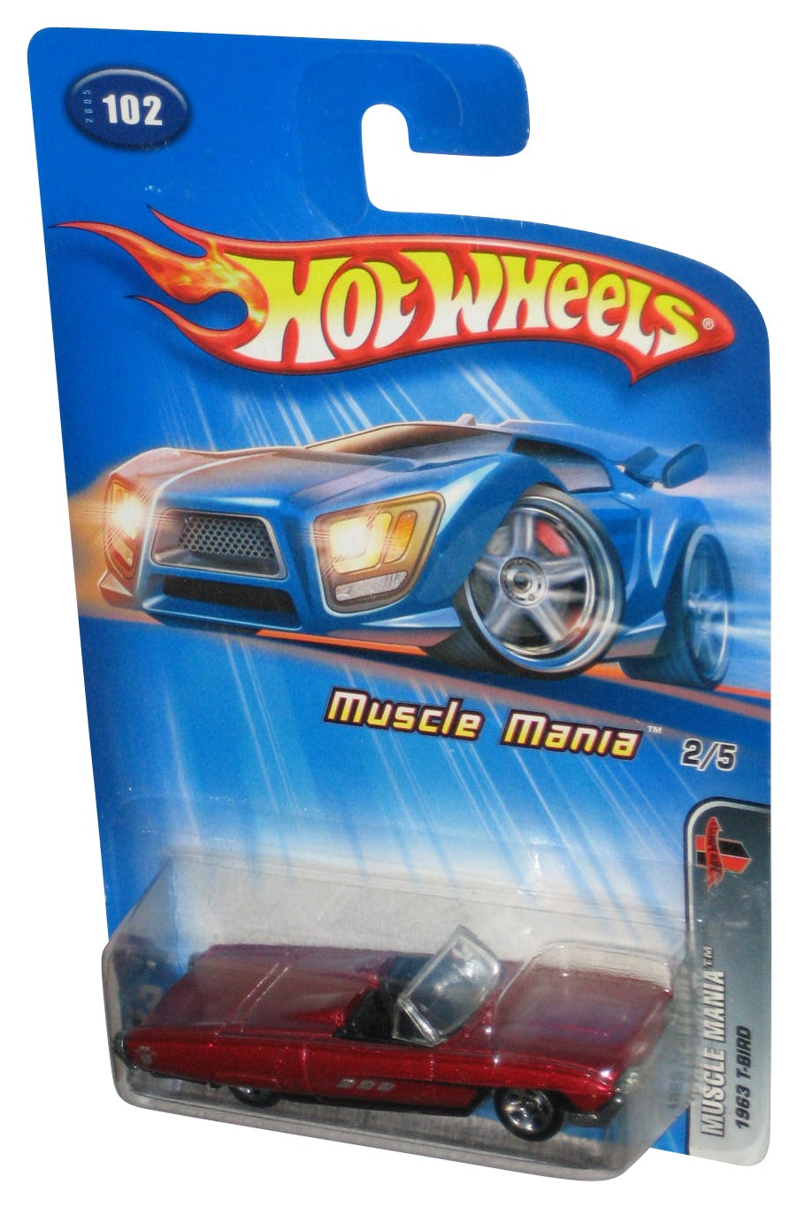 Hot Wheels Muscle Mania 2/5 (2005) Red 1963 T-Bird Toy Car #102
