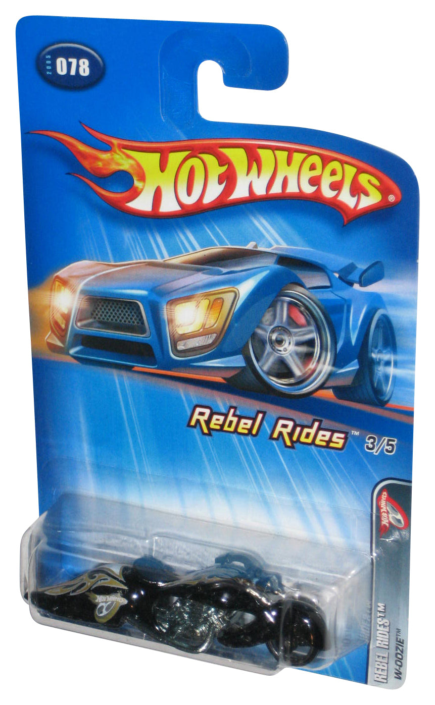 Hot Wheels Rebel Rides 3/5 (2005) Black W-Oozie Motorcycle Bike Toy #078