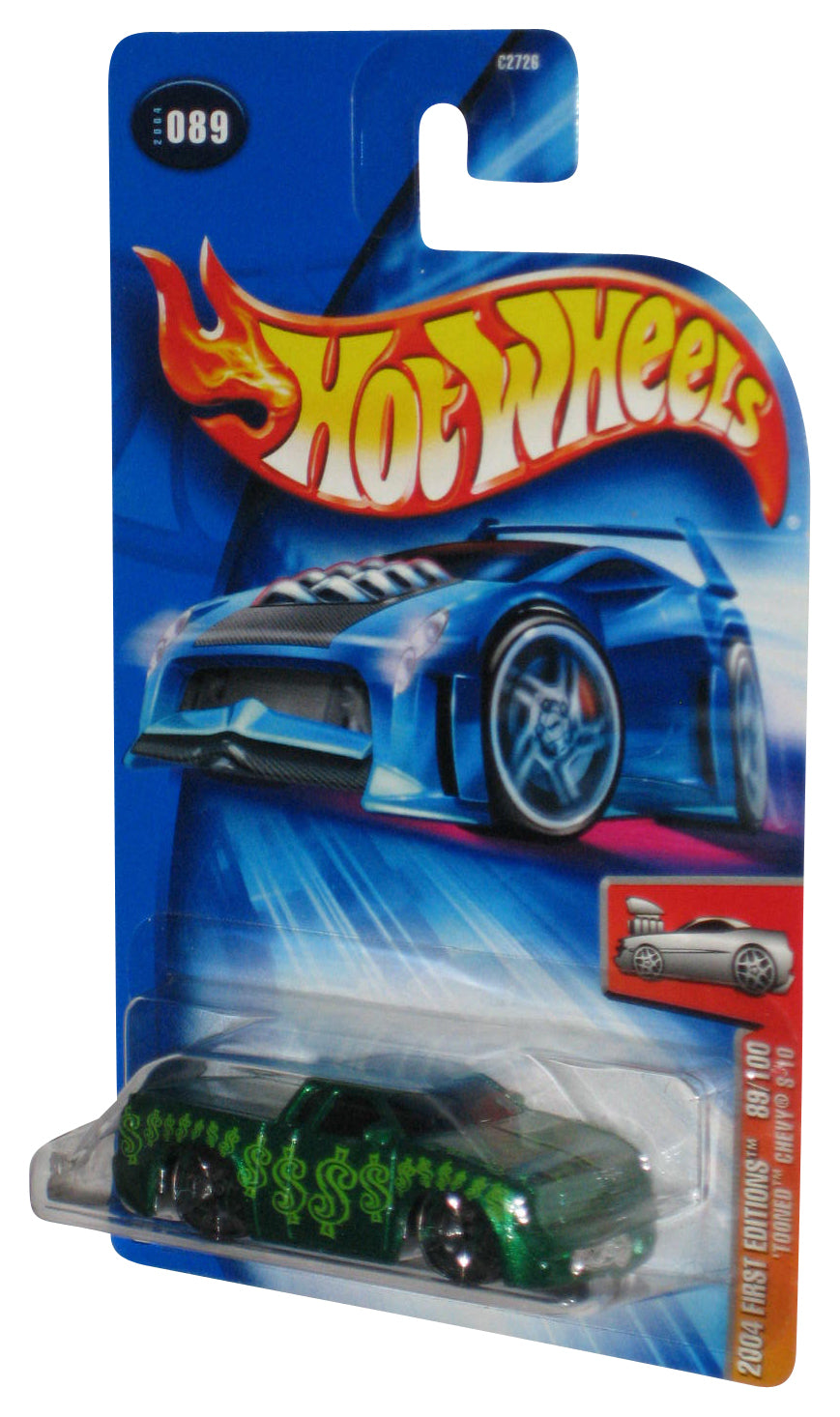 Hot Wheels 2004 First Editions 89/100 (2004) Green Tooned Chevy S-10 Toy Car #089