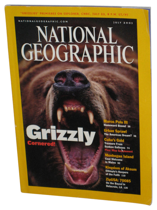 National Geographic Grizzly Bear Cornered July 2001 Magazine Paperback Book