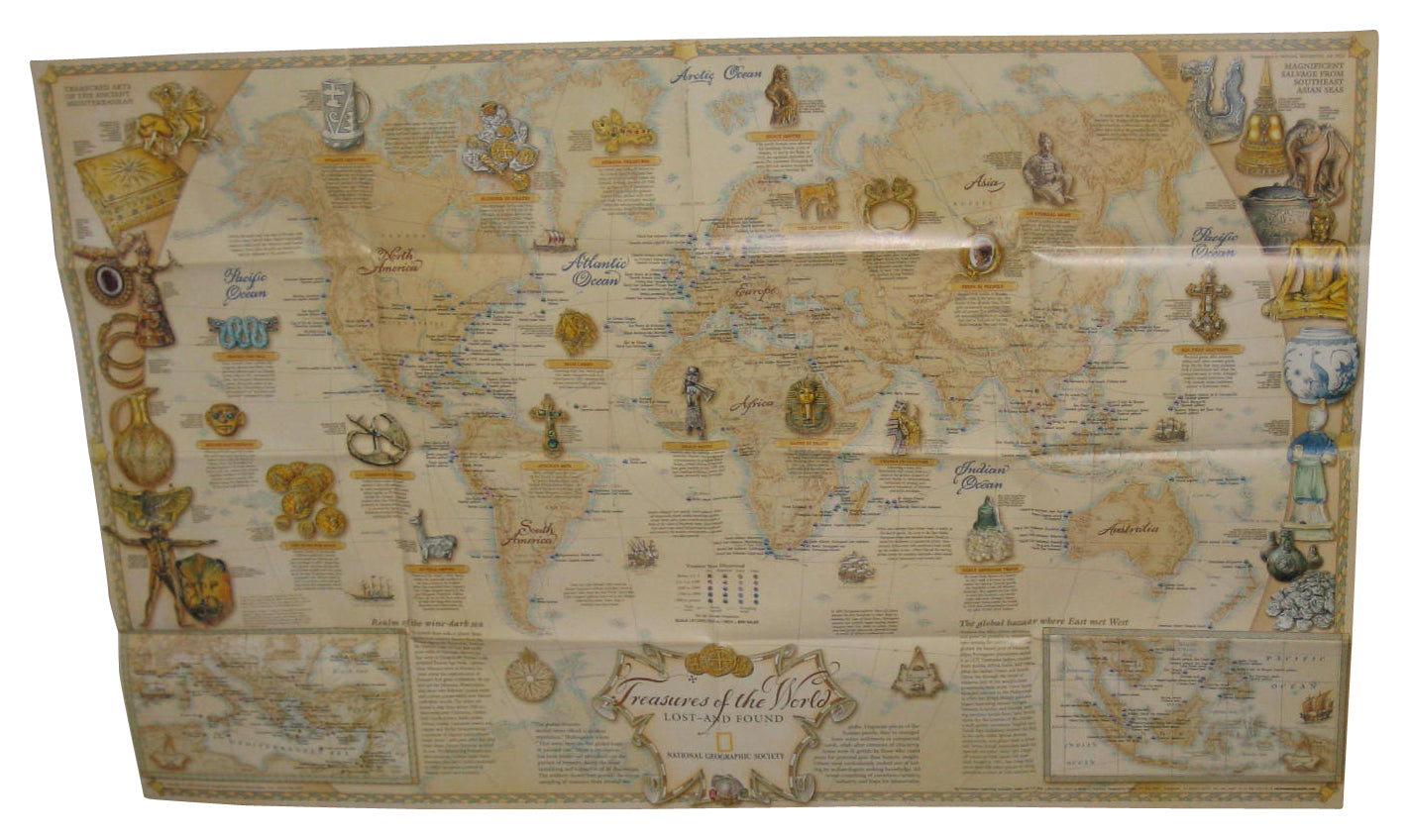 National Geographic July 2001 Treasures of The World Lost and Found Map