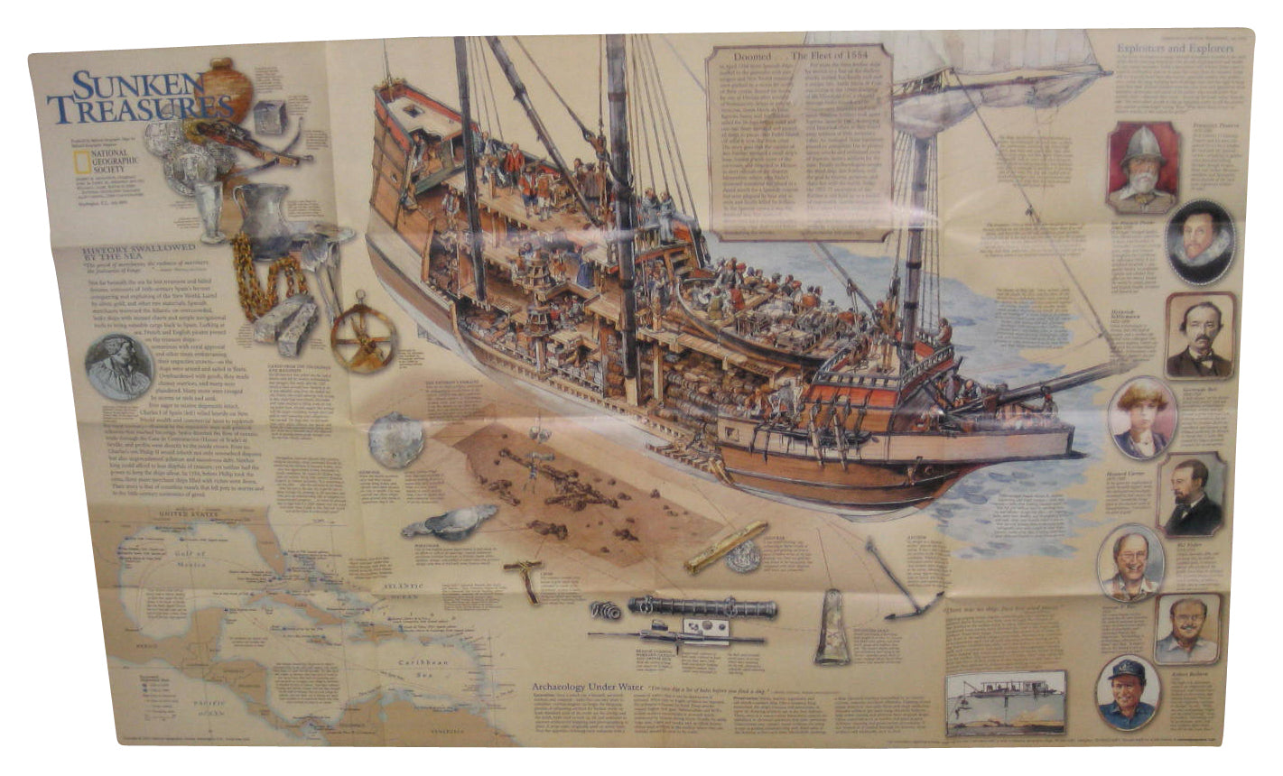 National Geographic July 2001 Treasures of The World Lost and Found Map