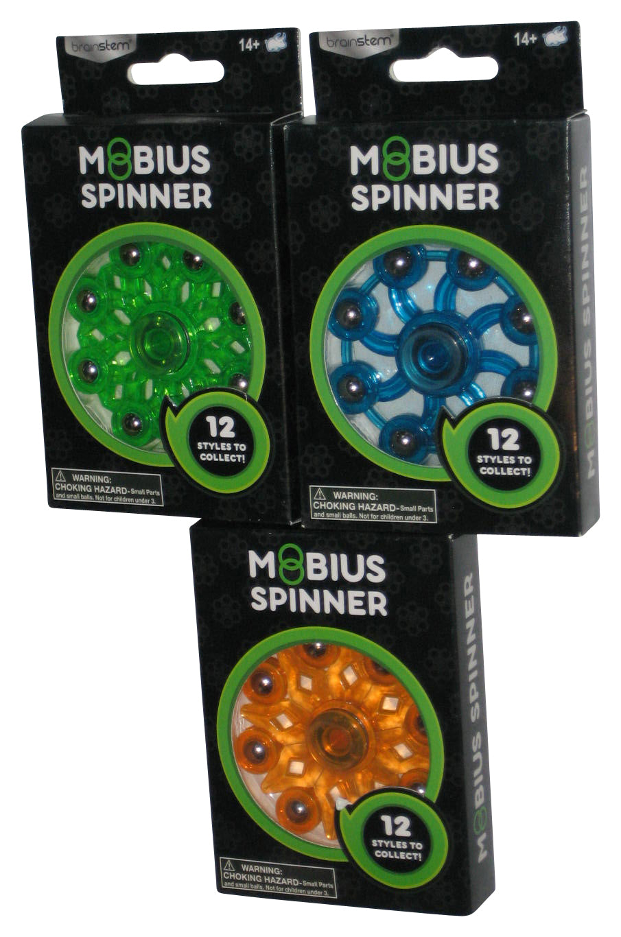 Mobius Spinner Blue Green & Orange Brainstem Bullsitoy Fidget Toy Lot