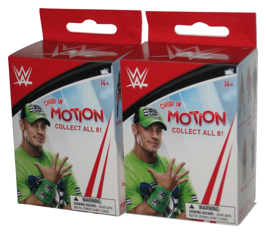 WWE Wrestling Chibi In Motion Bullsi Toy Mini Figure Keychain - (2 Mystery Blind Box Lot)