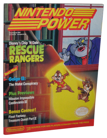 Nintendo Power July August 1990 Magazine Book w/ Castlevania III Dracula's Curse Poster - (Rescue Rangers Cover)