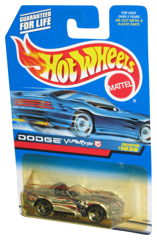 Hot Wheels Dodge Viper RT/10 (1998) Silver Collector Toy Car #1038 - (Plastic Yellow Tint)