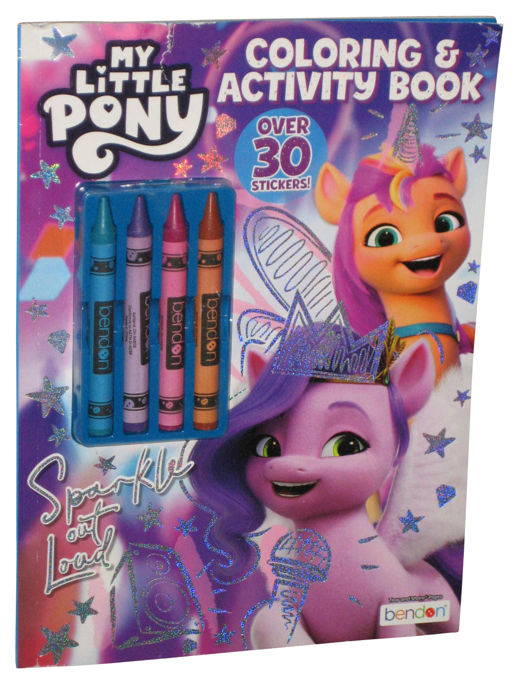 My Little Pony Bendon Coloring Sticker & Activity Book w/ Crayons - (Cover Has Tear)