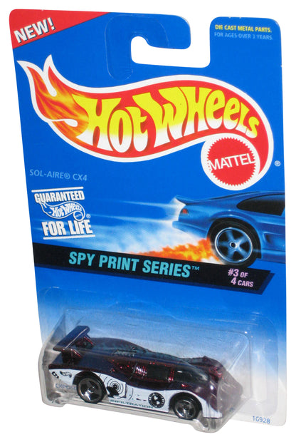 Hot Wheels Spy Print Series 3/4 (1996) Mattel Sred & White Sol-Aire CX4 Toy Car #555