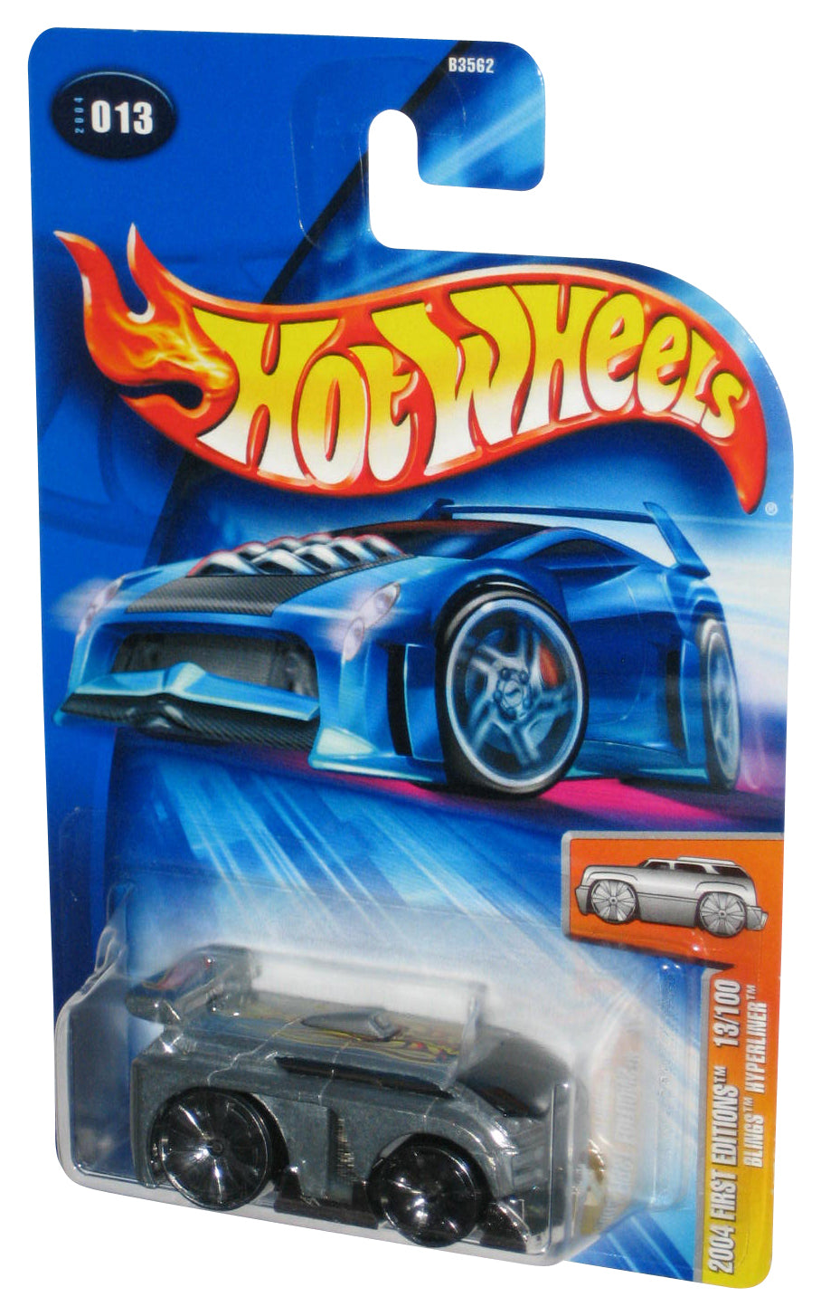 Hot Wheels 2004 First Editions 13/100 (2004) Silver Blings Hyperliner Toy Car #013
