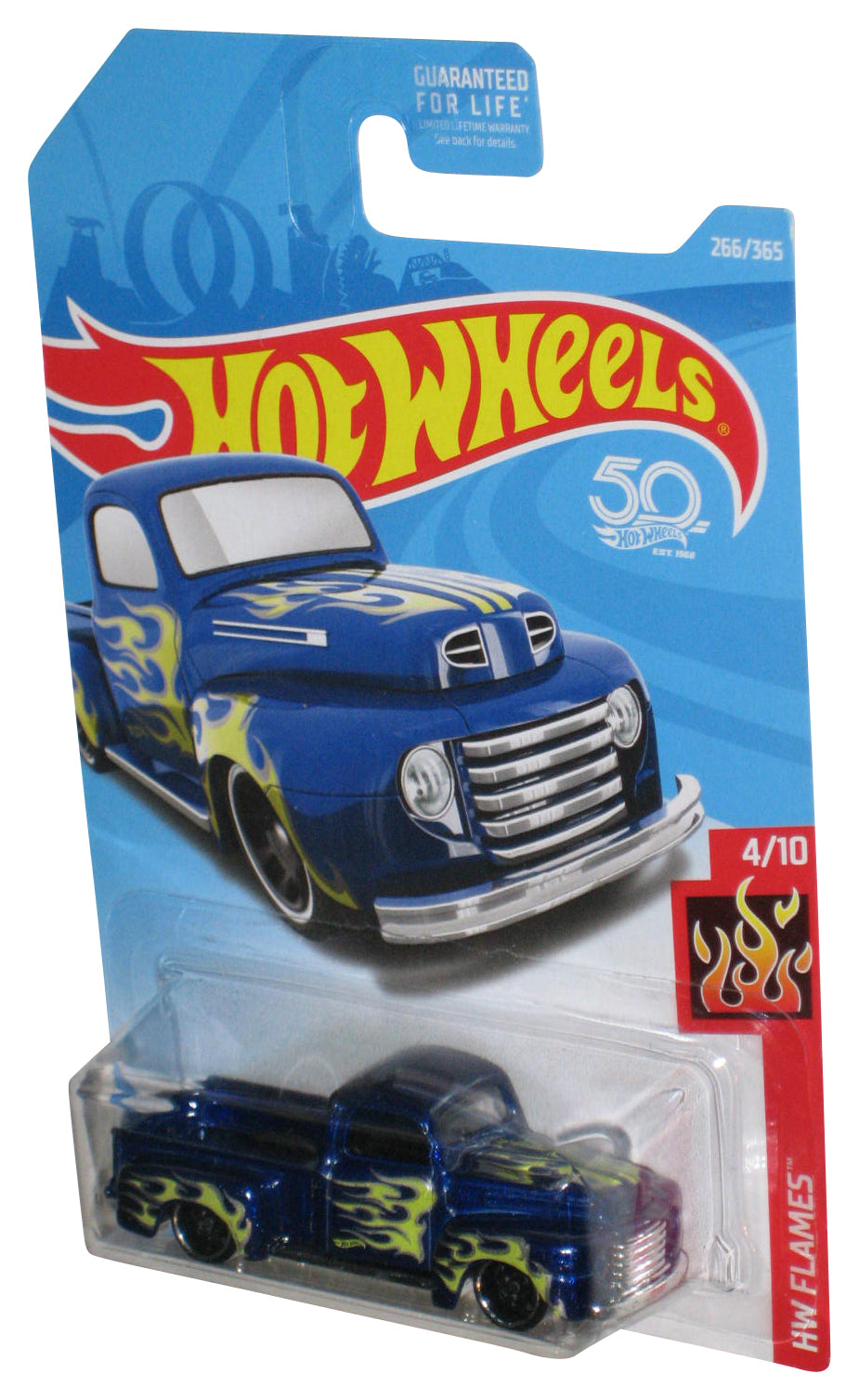 Hot Wheels '49 Ford F1 (2017) HW Flames 4/10 Blue Truck Toy 266/365