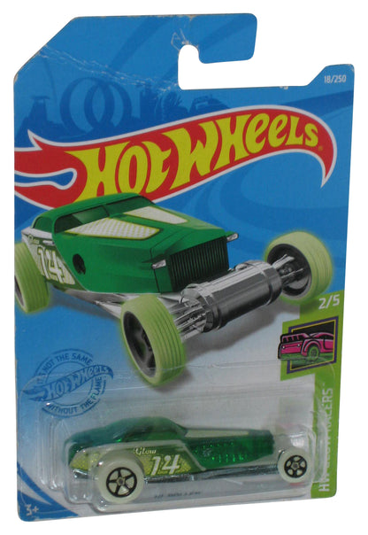 Hot Wheels HW Glow Racers 2/5 (2018) Hi-Roller Green Toy Car 18/250 - (Damaged Card)