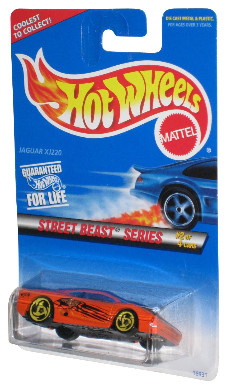 Hot Wheels Street Beast 2/4 (1996) Orange Jaguar XJ220 Car Toy #558
