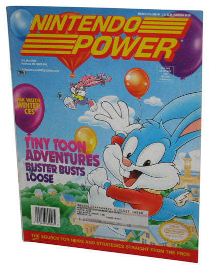 Nintendo Power March Vol. 46 Magazine Book w/ Poster & Cards - (Tiny Toon Adventures Cover)
