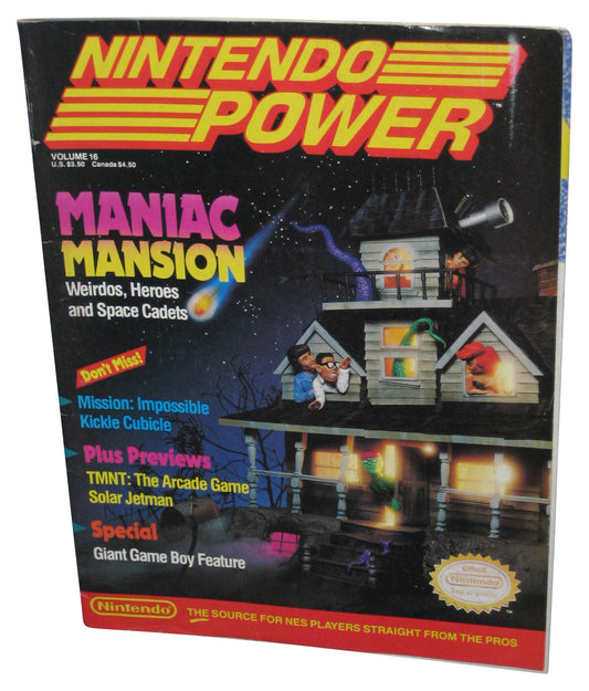 Nintendo Power October 1990 Vol. 16 Magazine Book w/ Poster - (Maniac Mansion Cover)