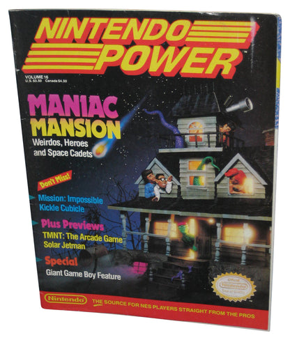 Nintendo Power October 1990 Vol. 16 Magazine Book w/ Poster - (Maniac Mansion Cover)